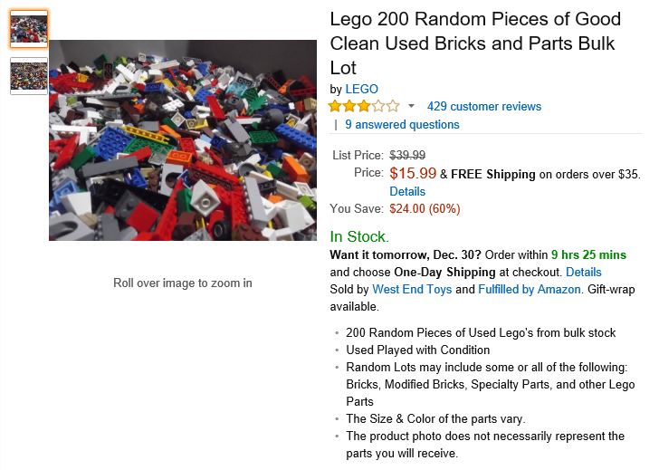 Random LEGO bricks via Amazon