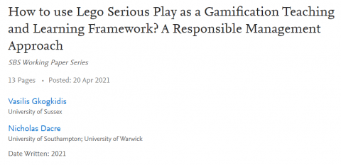 Gkogkidis Dacre Lego Serious Play as Gamification Learning Framework